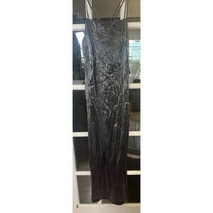 Vtg Y2k Maxi Gown Dress Sz 00 Rose PROM Black Metallic Silver Wedding Whimsygoth